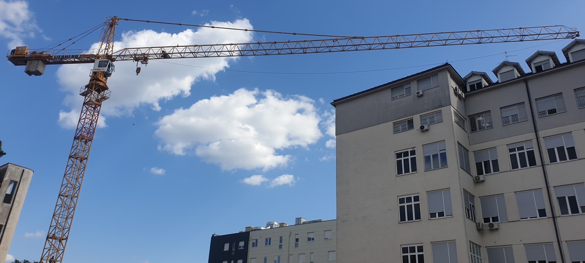 Construction crane in operation