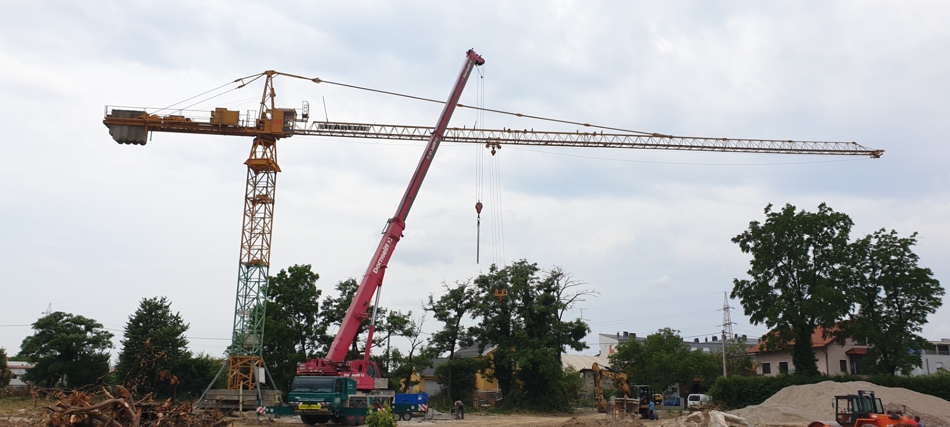Crane at a residential construction site