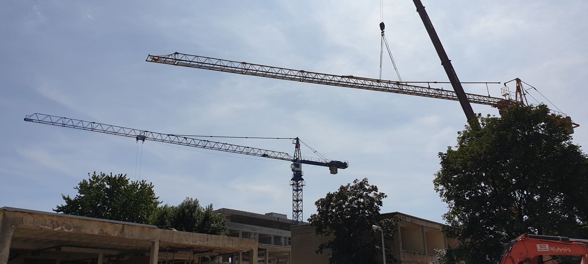 Mobile crane on a building site